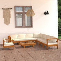 9 Piece Garden Lounge Set with Cream White Cushions Acacia Wood vidaXL