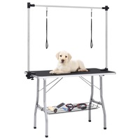 Adjustable Dog Grooming Table with 2 Loops and Basket vidaXL