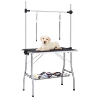 Adjustable Dog Grooming Table with 2 Loops and Basket vidaXL