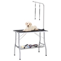 Adjustable Dog Grooming Table with 2 Loops and Basket vidaXL