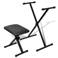 Adjustable Keyboard Stand and Stool Set vidaXL