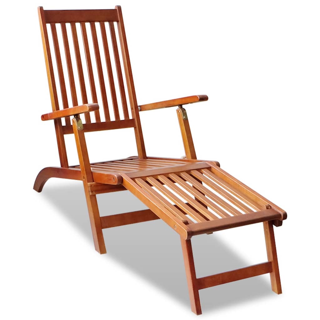 Outdoor Deck Chair with Footrest Solid Acacia Wood vidaXL