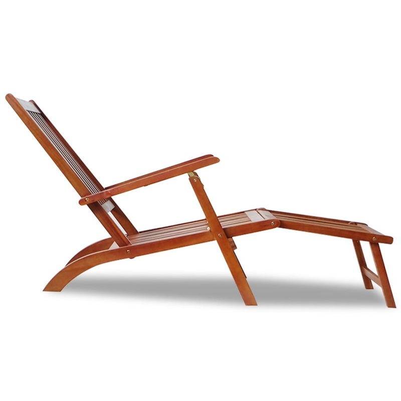 Buy Outdoor Deck Chair with Footrest Solid Acacia Wood - MyDeal