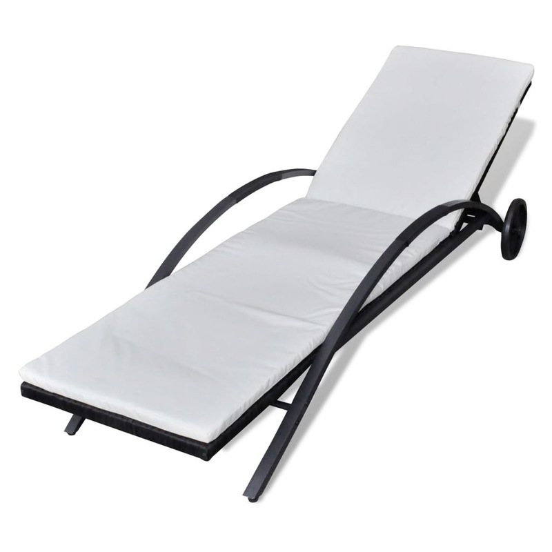 Buy Sun Lounger with Cushion Poly Rattan Black MyDeal