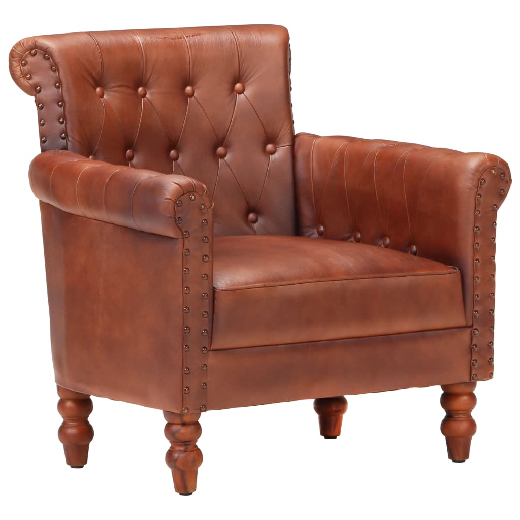 Armchair Real Goat Leather Single Living Room Furniture Black/Brown