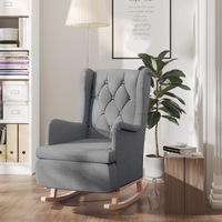 Armchair with Solid Rubber Wood Rocking Legs Light Grey Fabric vidaXL