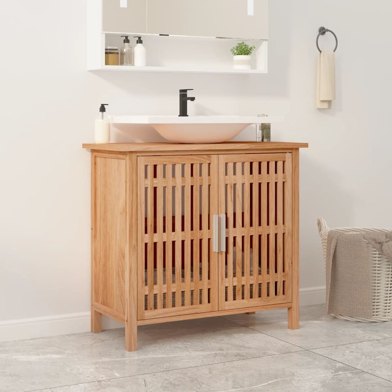 Buy Bathroom Sink Cabinet 66x29x61.5 cm Solid Wood Walnut vidaXL - MyDeal