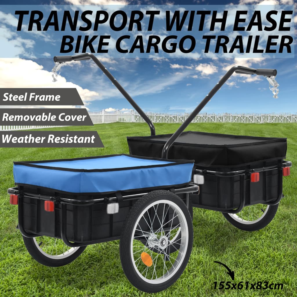 Bike Cargo Trailer/Hand Wagon Luggage Carrier Steel Cart Black/Blue