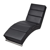 Chaise Longue Black Faux Leather vidaXL