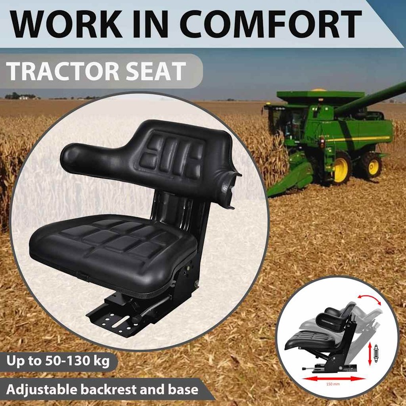 Buy Tractor Seat with Suspension Black vidaXL MyDeal
