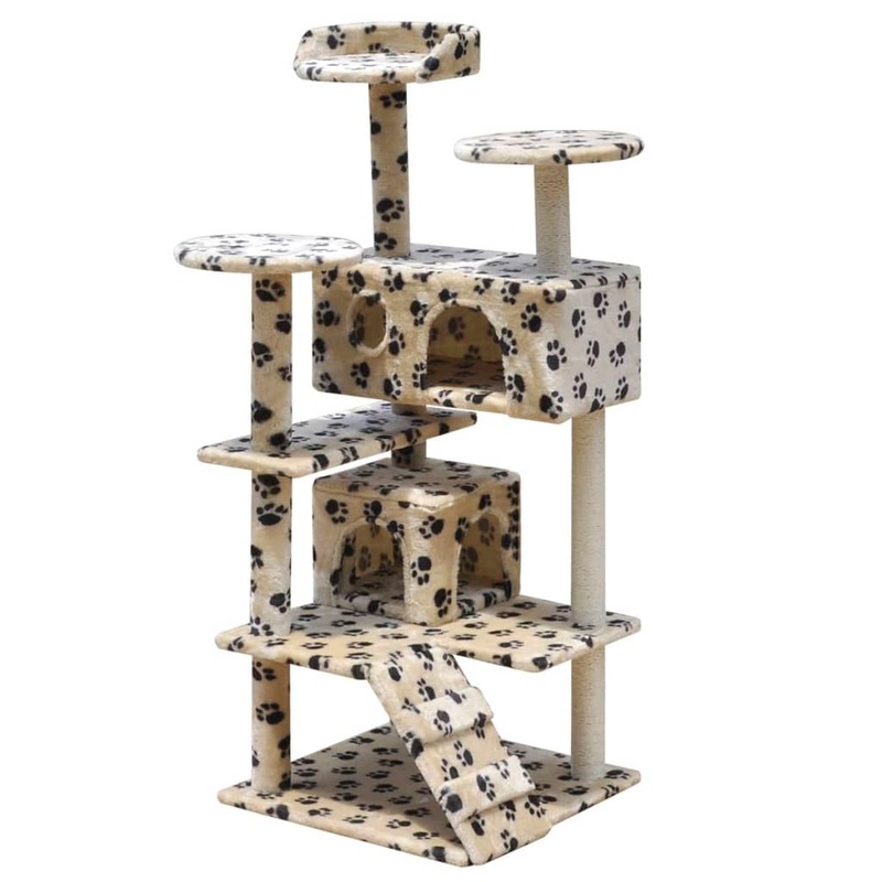 Buy Cat Tree Scratching Post Scratcher 2 Houses Gym Condo 126cm Beige w