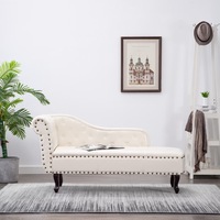 Chaise Longue Cream White Faux Leather vidaXL
