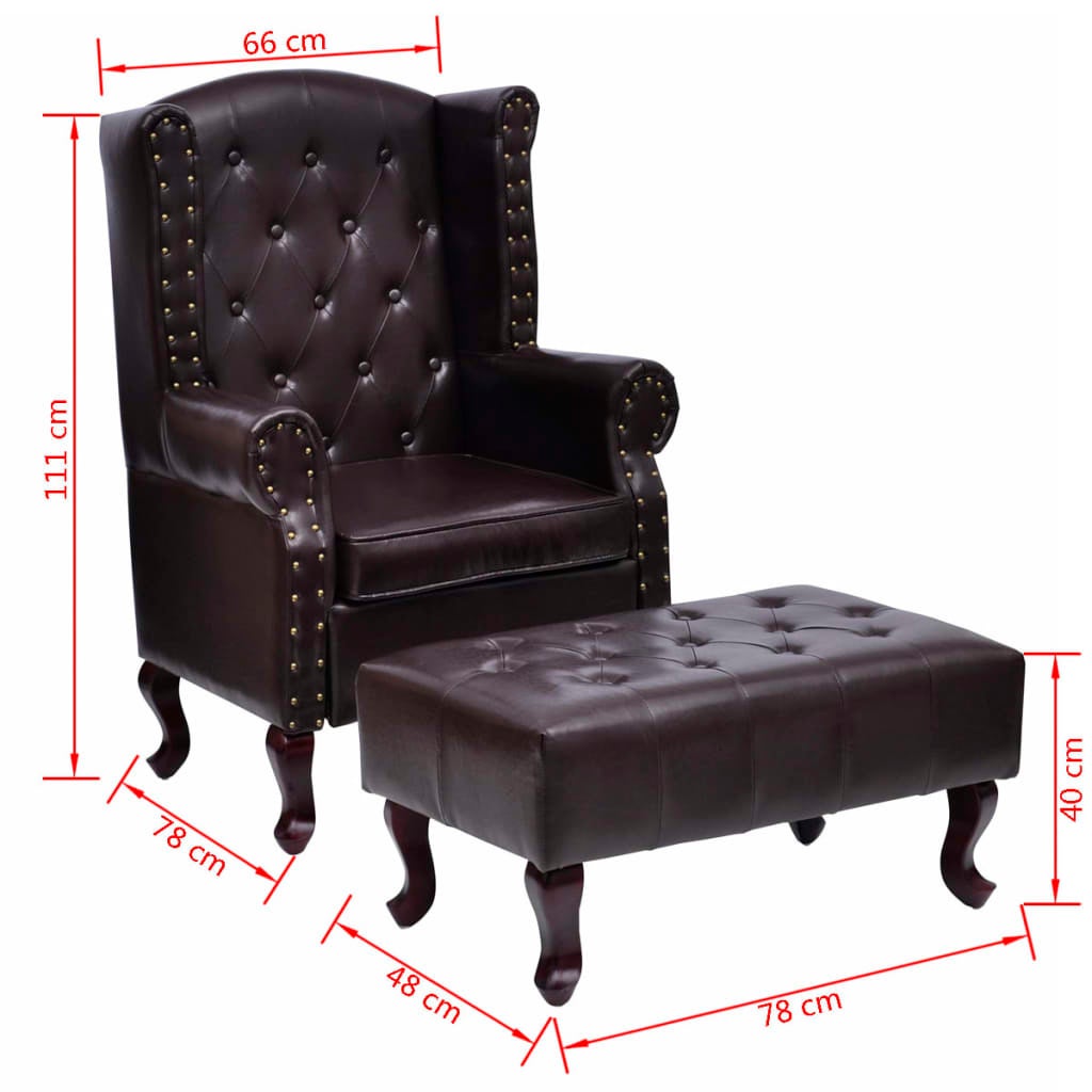 leather armchair with footrest