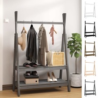 Clothes Rack Wooden Coat Hanger Wardrobe Organiser Solid Wood Pine vidaXL