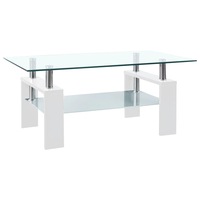 Coffee Table White and Transparent 95x55x40 cm Tempered Glass vidaXL