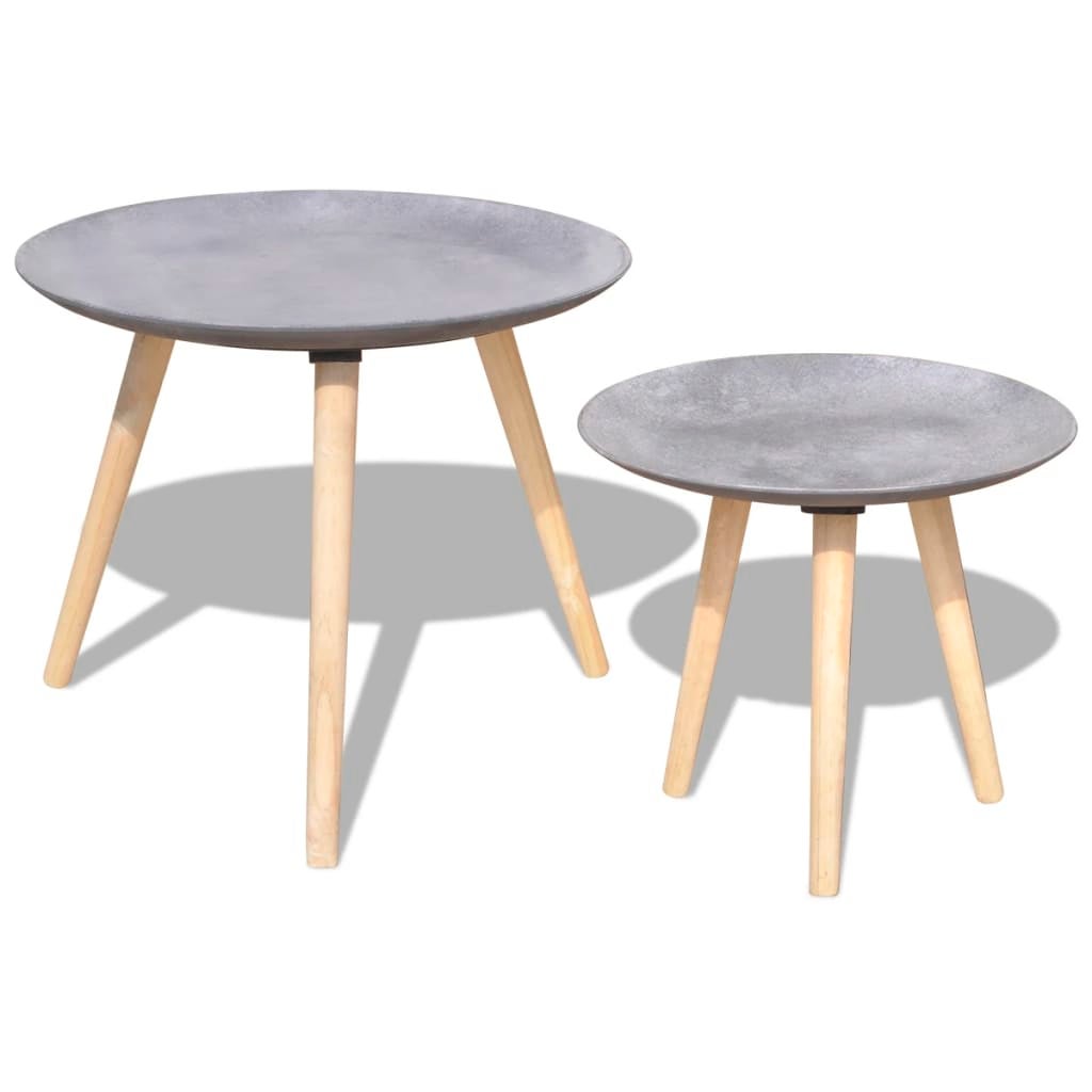 Two Piece Side Table/Coffee Table Set 55 cm&44 cm Concrete Grey vidaXL