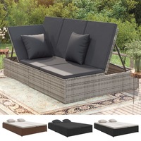 Convertible Sun Bed with Cushions Day Bed Outdoor Lounger Poly Rattan vidaXL