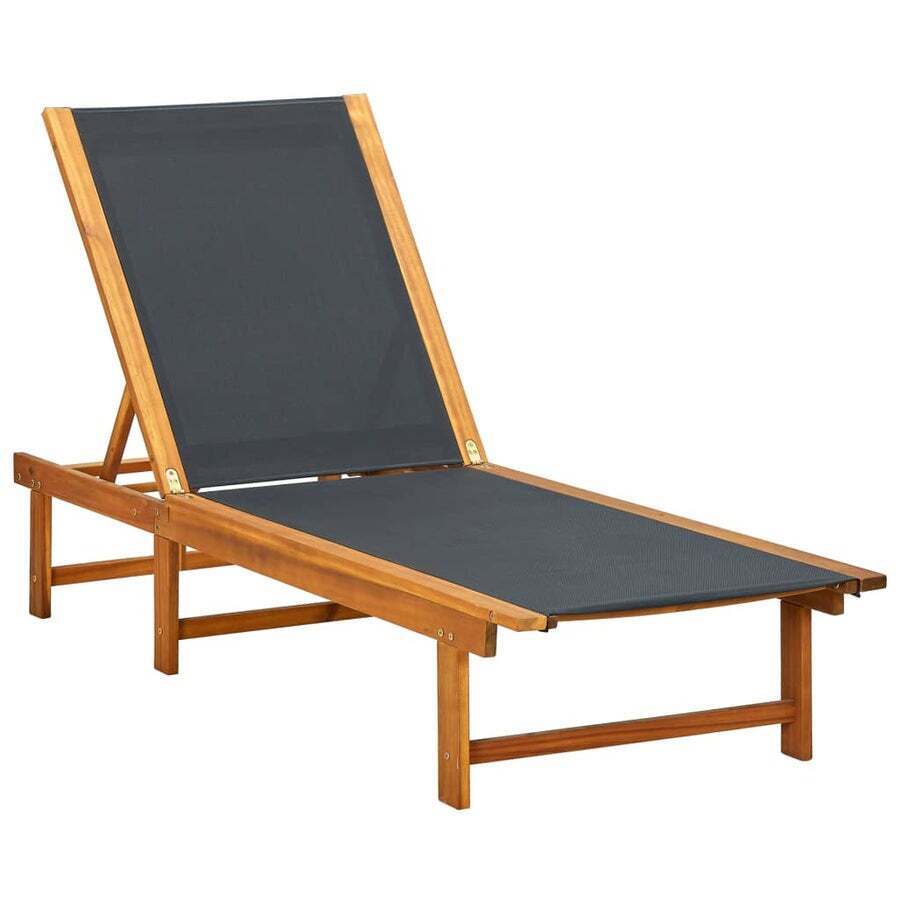 Buy Sun Lounger Solid Acacia Wood and Textilene vidaXL - MyDeal
