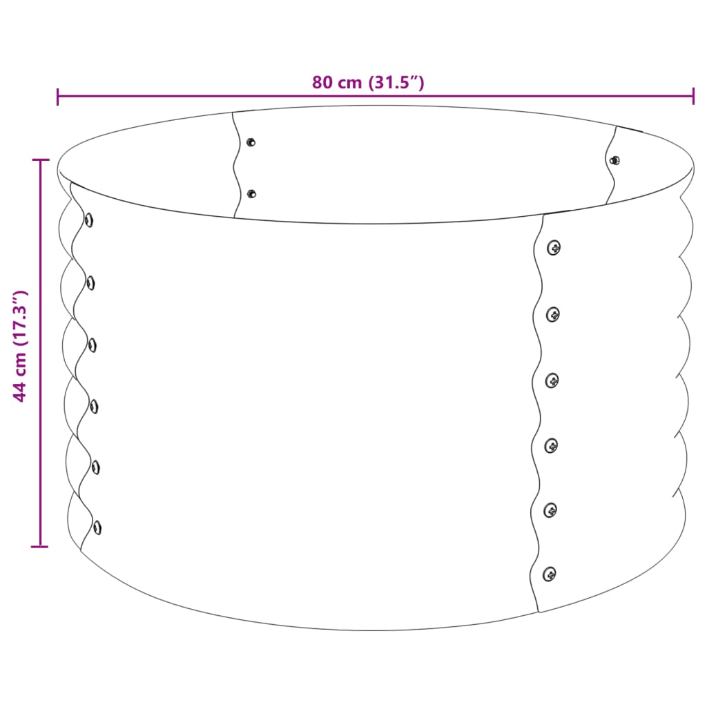 Garden Raised Bed 80x80x44 cm Galvanised Steel Grey vidaXL