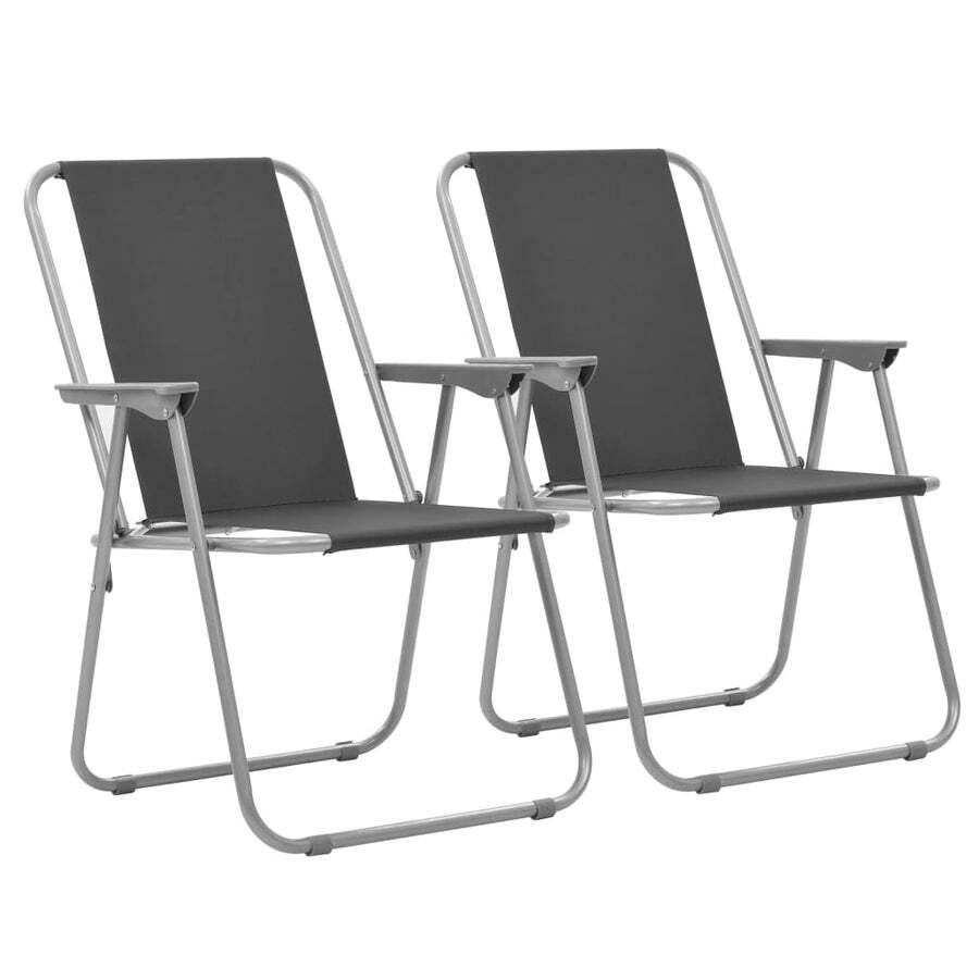 Buy Folding Camping Chairs 2 pcs 52x59x80 cm Grey MyDeal