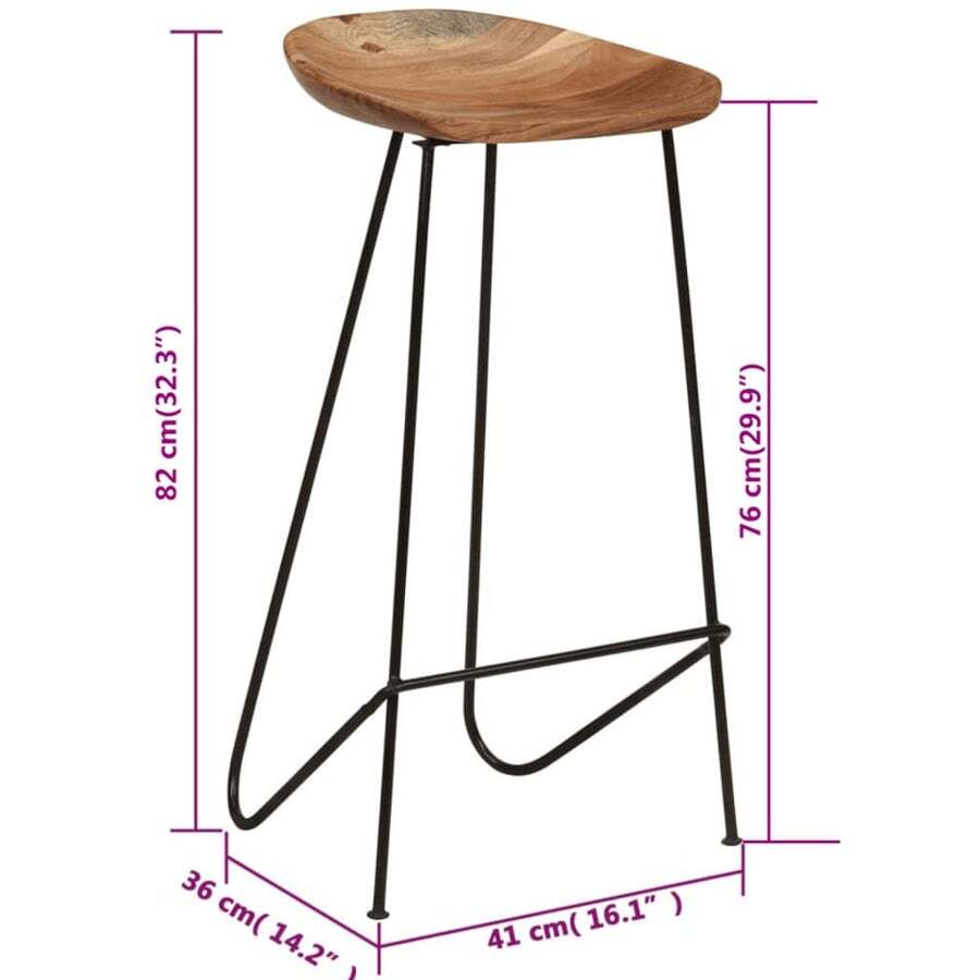 Buy Bar Stools 2 pcs Solid Acacia Wood MyDeal