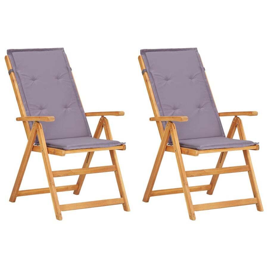 Buy Reclining Garden Chairs 2 pcs Brown Solid Acacia Wood vidaXL MyDeal