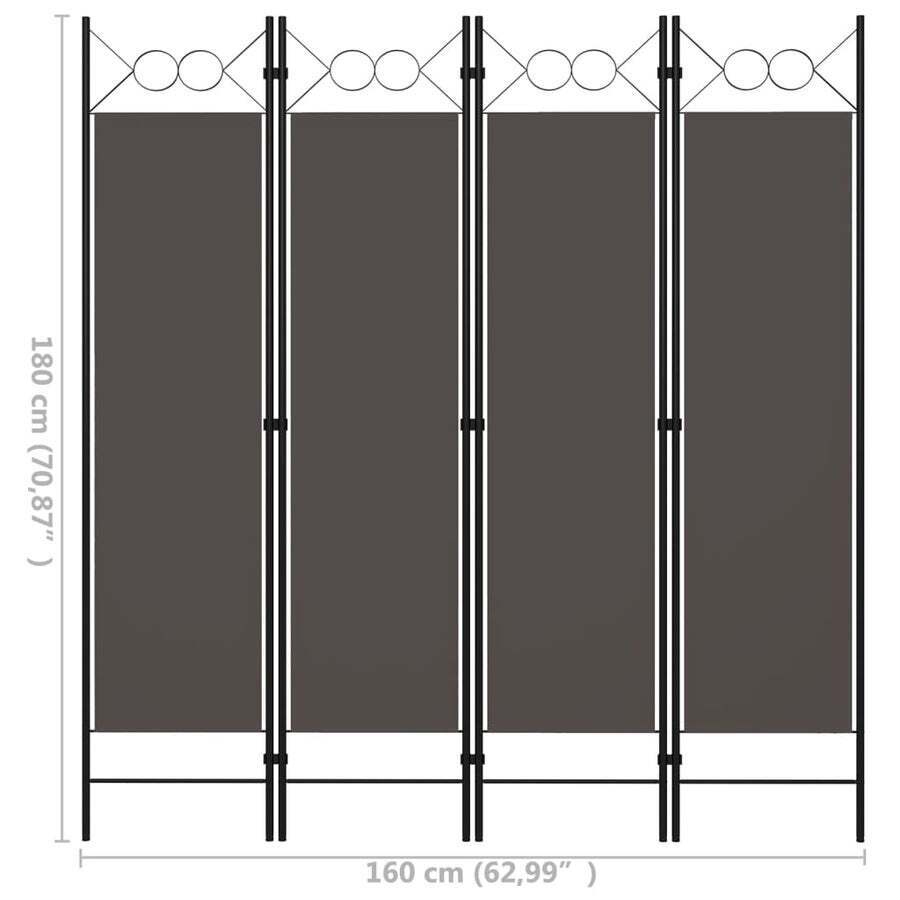 Buy 4-Panel Room Divider Anthracite 160x180 cm - MyDeal