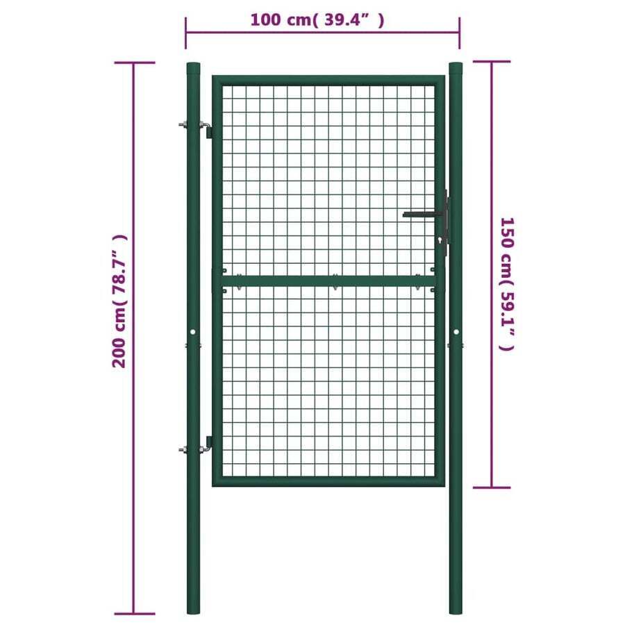 Vidaxl Mesh Garden Gate Galvanised Steel 100x200 Cm Grey Garden Gates