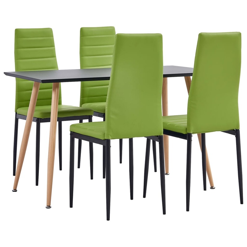 Buy 5 Piece Dining Set Faux Leather Lime Green MyDeal