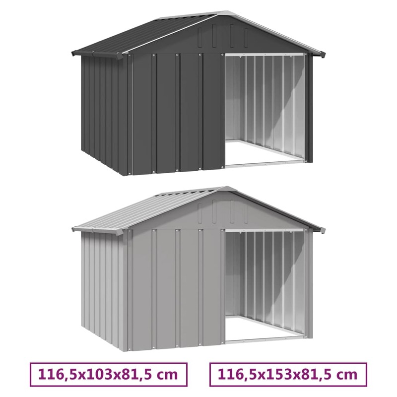 Buy Dog House Steel Anthracite/Grey 116.5x103x81.5 cm/116.5x153x81.5 cm MyDeal