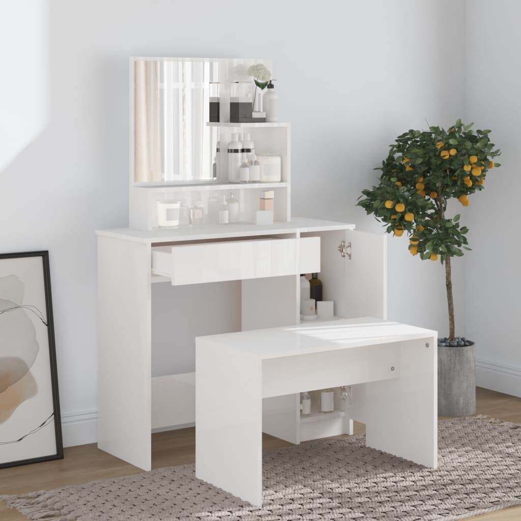 Dressing Table Set Cosmetic Desk with Mirror and Stool Multi Colours vidaXL