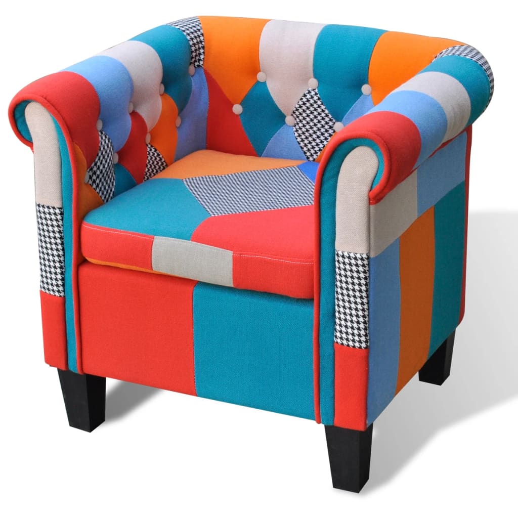 Armchair with Patchwork Design Fabric vidaXL