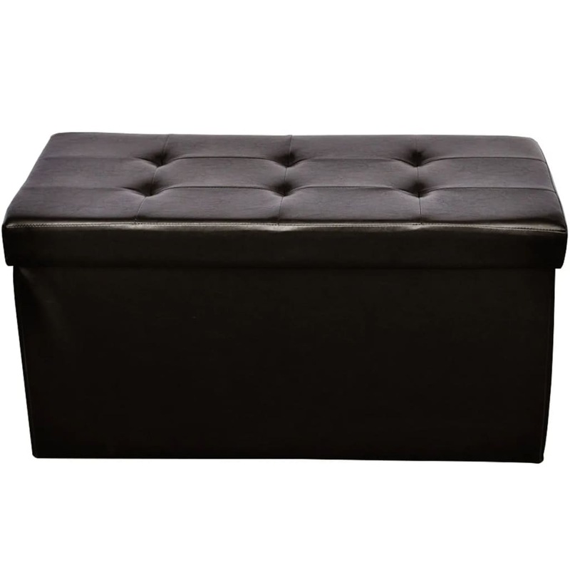 New Leather Brown Storage Ottoman Bench Seat Chair Stool Bed Organizer