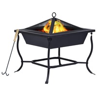 Fire Pit Black 42x42x45 cm Steel vidaXL