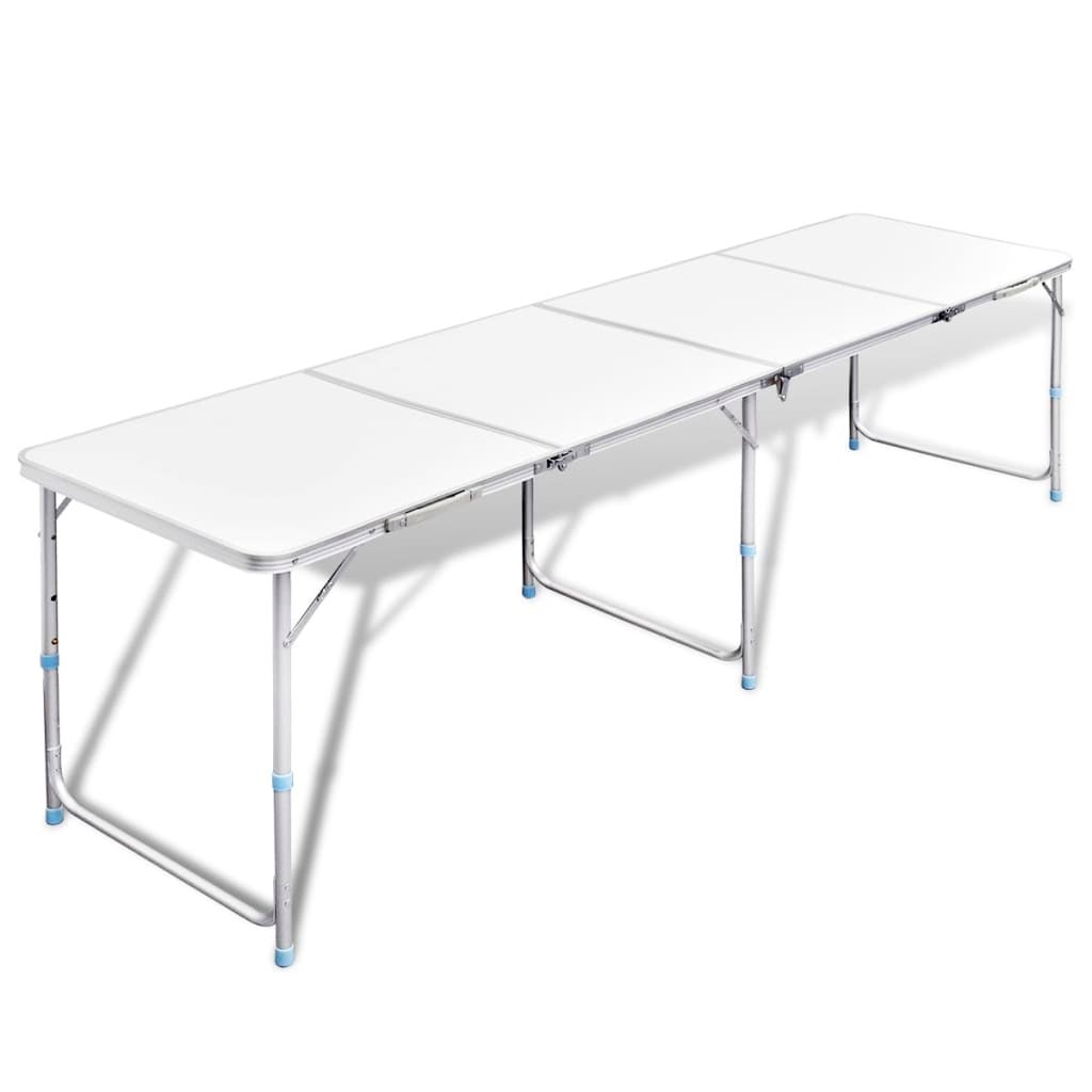 Foldable Camping Table Height Adjustable Aluminium 240 x 60 cm vidaXL