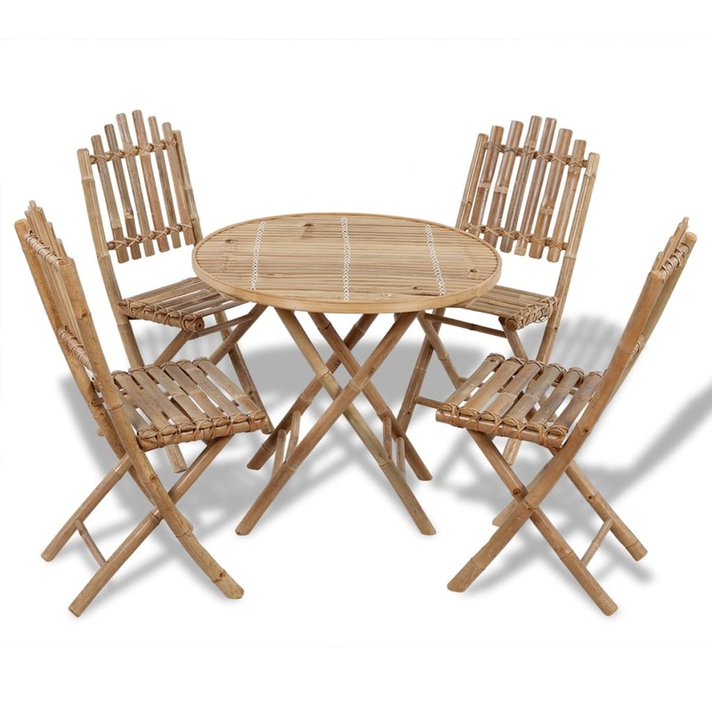 Buy 5 Piece Folding Outdoor Dining Set Bamboo - MyDeal