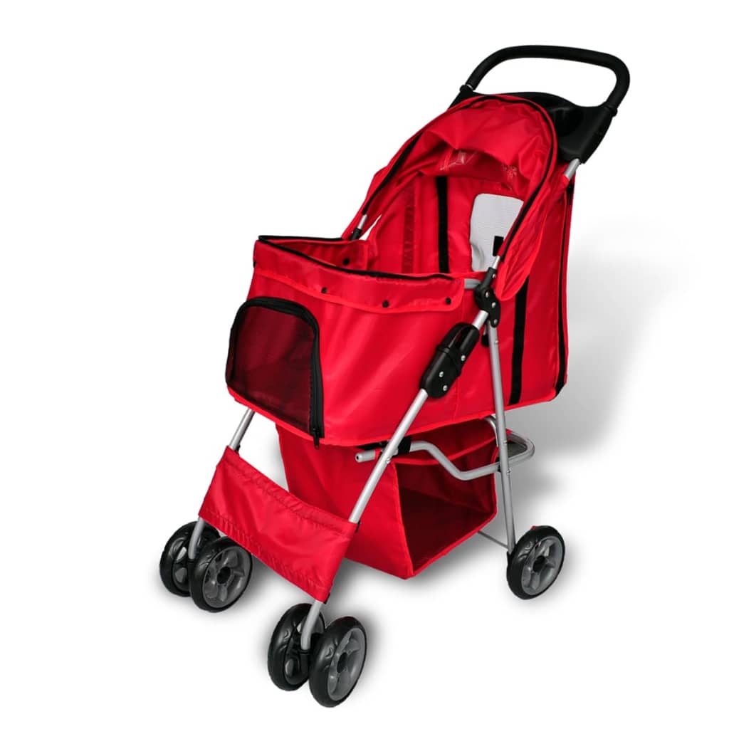 Pet Stroller Travel Carrier Red Folding vidaXL