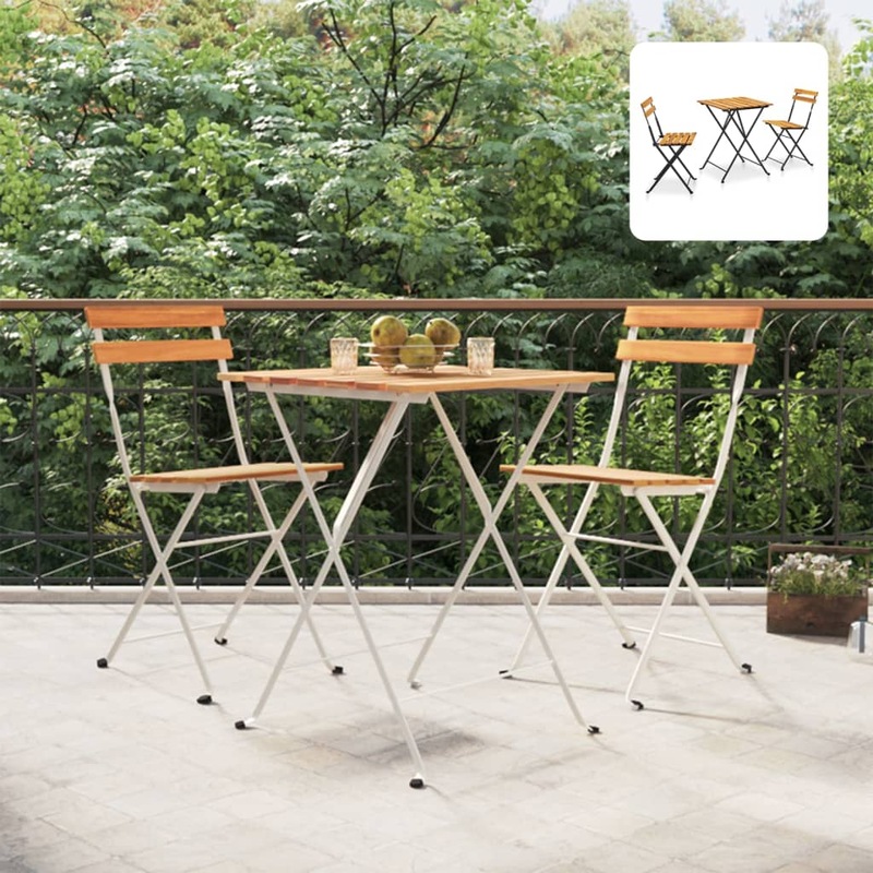 Buy Folding Bistro Set Outdoor Dining Table Set 3 Piece Solid Acacia