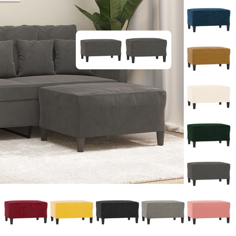 Buy Footstool Dark Grey Velvet Ottoman Footrest 60x50x41 cm/70x55x41 cm MyDeal