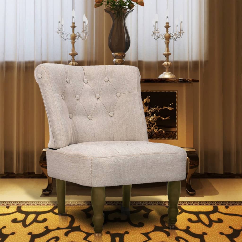 French Chair Cream Fabric vidaXL