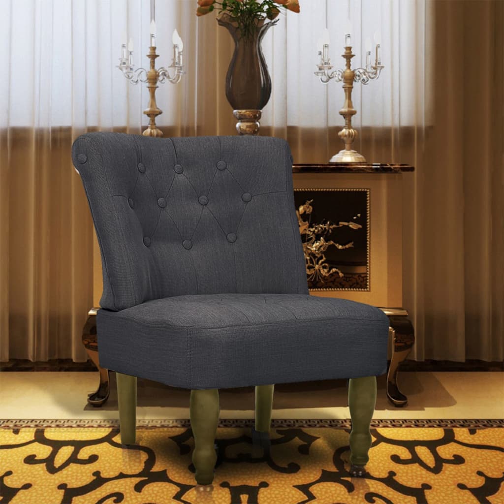 French Chair Grey Fabric vidaXL