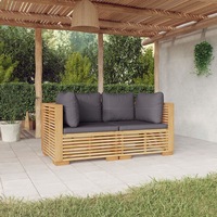 Garden Corner Sofas with Cushions 2 pcs Solid Wood Teak vidaXL