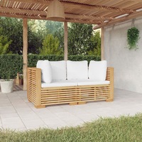 Garden Corner Sofas with Cushions 2 pcs Solid Wood Teak vidaXL