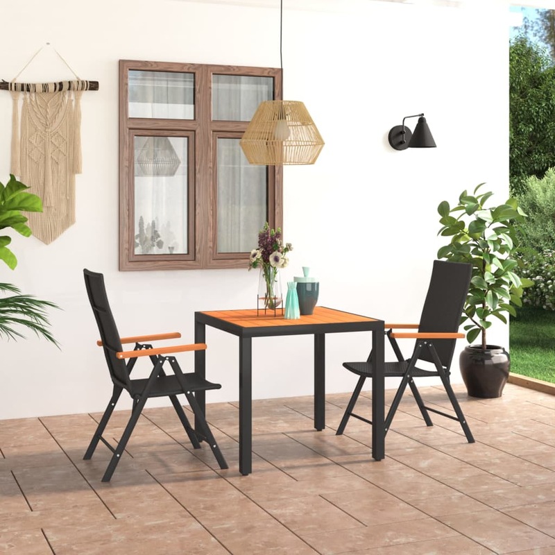 Buy 3 Piece Garden Dining Set Black and Brown MyDeal