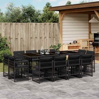 13 Piece Garden Dining Set with Cushions Poly Rattan vidaXL