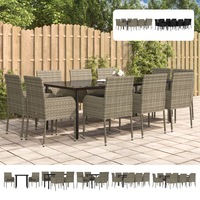 Garden Dining Set with Cushions Black/Grey Multi Sizes 3/5/9/11 Piece vidaXL