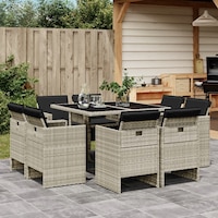 Garden Dining Set with Cushions Outdoor Furniture Patio Set Poly Rattan vidaXL