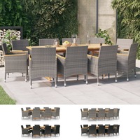 Garden Dining Set with Cushions Outdoor Patio Set Black/Grey 11/9 Piece vidaXL