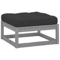 Garden Footstool with Cushion Grey Solid Pinewood vidaXL