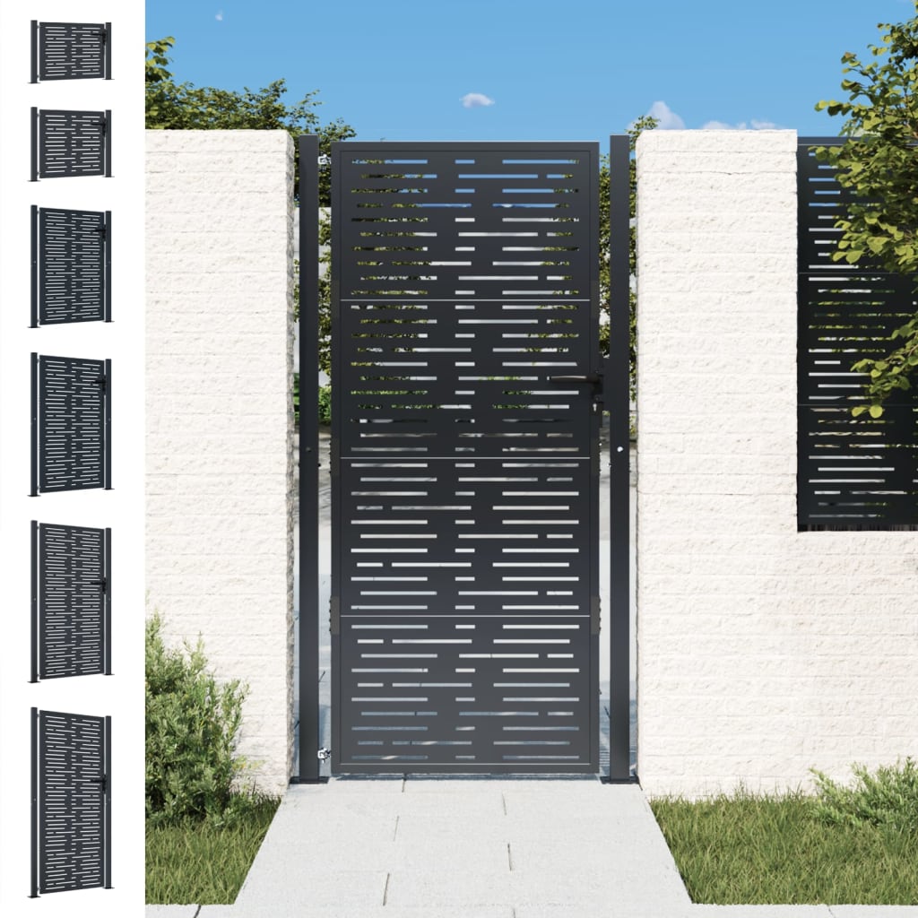 Garden Gate Outdoor Barrier Entrance Door Anthracite Steel Square Design vidaXL Australia
